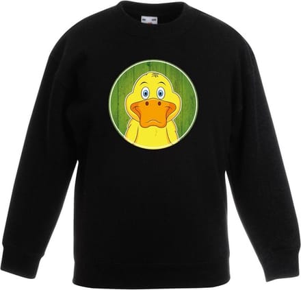 Kinder sweater zwart met vrolijke eend print - eenden trui - kinderkleding / kleding 152/164