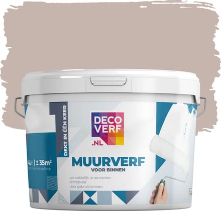Decoverf muurverf mat warmbeige, 4L