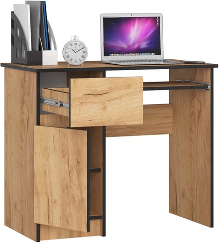 Bureau Links PIKSEL / Computerbureau / Computer Tafel / Bureautafel Rechts / Craft Eik / 90 x 77 x 50 cm
