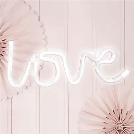 White LOVE Neon LED Sign - 34.5cm