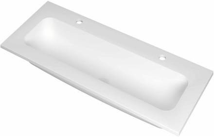 INK Reflekt Wastafel Polystone Centraal met 2 Kraangaten - 1000x400x15 mm - Mat Wit