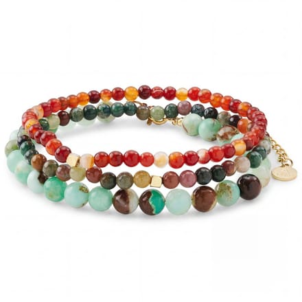 Mediterranean | Armbandenset met meerkleurige natuurstenen kralen
