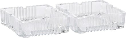 Home & Styling Asbak - 2x stuks - vierkant - gedecoreerd glas - transparant - 10 x 10 x 4 cm