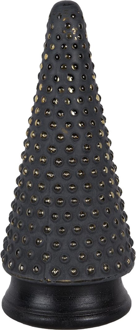 Clayre & Eef Kerstdecoratie Kerstboom Ø 14x31 cm Grijs Goudkleurig Glas