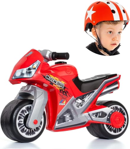 Loopfiets motor - Kindermotor - Buiten spelen - Inclusief helm - 73 x 38 x 32 cm - Rood