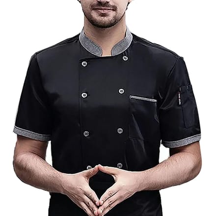 Chef Korte Mouw Ademend Mesh Hittebestendig Knopenontwerp Makkelijk te Wassen Katoen Heren Kokshemd XL