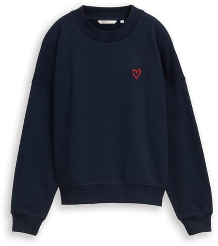 Tom Tailor Denim - Sweatshirt met hartdetail - Maat M - sky captain blue