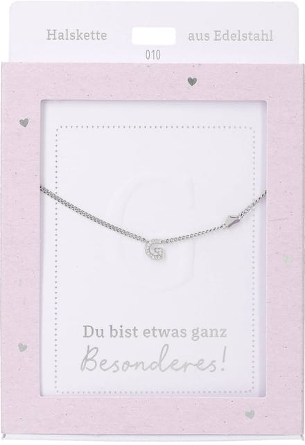 Depesche ketting zilver met letter G en hart hanger cadeau.