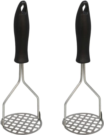 Gerimport Aardappelstamper/pureestamper - 2x - kunststof/metaal - keuken gerei - 23 cm