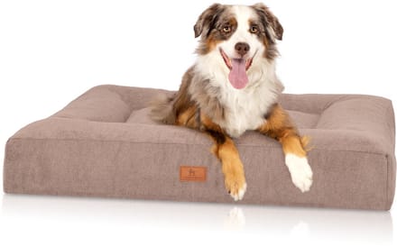 Knuffelwuff orthopedisch hondenbed van velours met handgeweven uiterlijk Sofia 100x80 cm beige