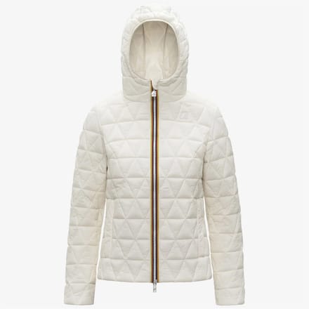 Kort gequilt Jas vrouw Kway lil diamant gewatteerde warm wit met gevoerde capuchon