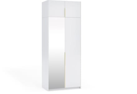 Kledingkast Apollonia I met Spiegel 100 x 250 cm (wit, gouden handgrepen)
