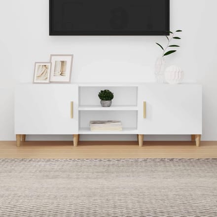 Tv-kast - Entertainment meubel - Media opslag - Stevig gemanipuleerd hout - 150x30x50 cm - Wit