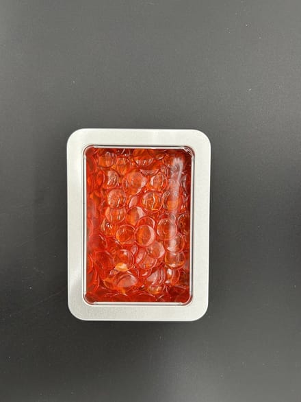 Rekenfiches in blikje (12x8 cm), Transparant oranje (200 st.)