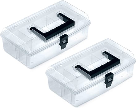 Kistenberg Sorteerbox koffer - 2x - 5 vaks - kunststof - transparant - 24 x 15 x 8.5 cm