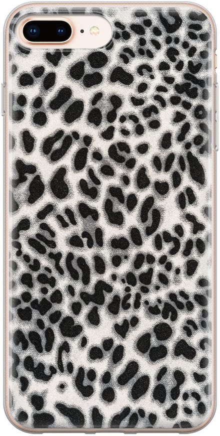 Leuke Telefoonhoesjes - Geschikt voor iPhone 8 Plus - Luipaard grijs - Soft case - TPU - Grijs