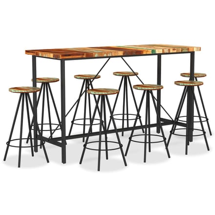 vidaXL - 9-delige - Barset - massief - gerecycled - hout