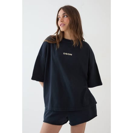 Dames Dsgn Studio Heavyweight Gewassen Oversized T-shirt Met Korte Mouwen | Washed Black | Maat: Medium