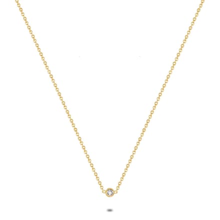 Twice As Nice Halsketting in goudkleurig edelstaal, 1 kristal, 4 mm 40cm+5cm