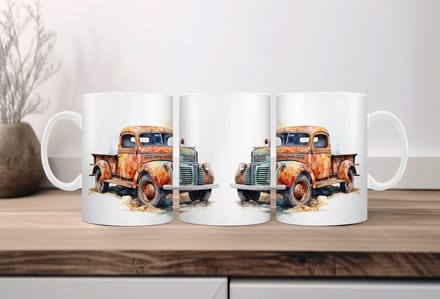 Auqarel koffiemok Retro Truck 2
