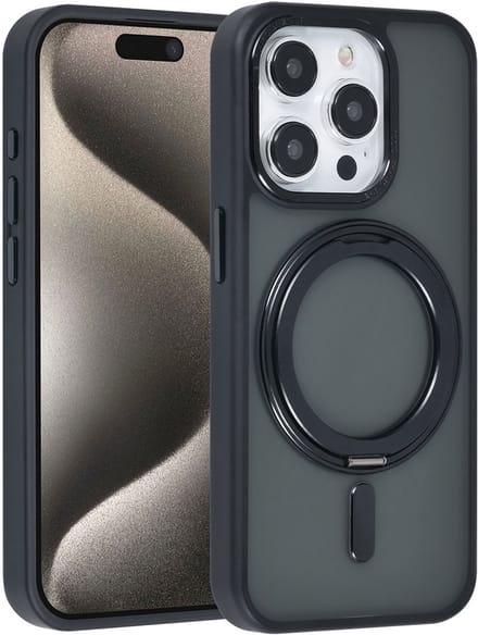 UNIQ Accessory Back Cover - Apple iPhone 15 Pro - Zwart - MagSafe-compatibel met kickstand