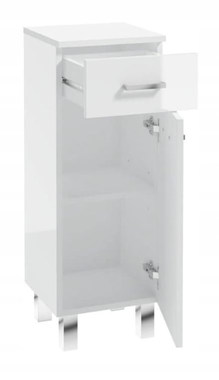 Deftrans Mea Serie - Badkamerkast - Wit Hoogglans - Chromen Handgreep - 85x30 cm