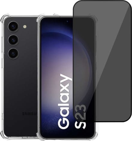 Geschikt voor Samsung S23 Plus Hoesje + Privacy Screenprotector – Privé - Gehard Glas Cover