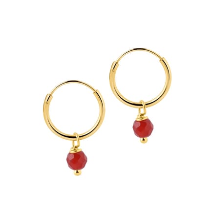 Goud Plated Hoops met Rode Steen