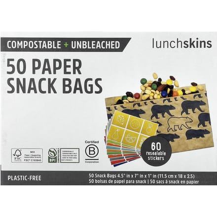 Lunchskins, Papieren Snackzakjes, Beren, 50 stuks black