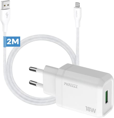 Oplader met kabel geschikt voor iPhone iPad met Lightning - Usb stekker - Met lange oplaadkabel 2 meter