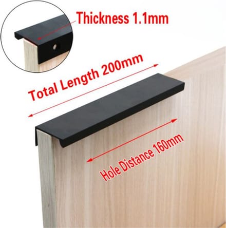 DW4Trading RVS Profiel Handgreep met Schroeven - Keuken Meubel Deur - Zwart - 200 mm