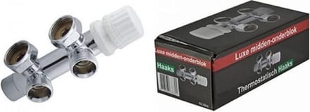 Riko Thermostatisch Onderblok Haaks Links 3/4 Inch - Chroom