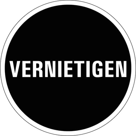 Vernietigen sticker, op vel 40 mm - 10 per kaart