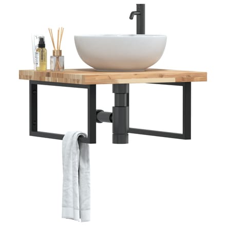 vidaXL - Badkamer - wandschap - staal - en - massief - acaciahout