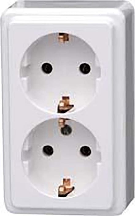 Stopcontact Opbouw - Dubbel Stopcontact - Extra Stroompunten - Standaard Programma - 2-voudig - Wit