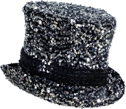 Hoge Hoed - Luxe Pailletten Zilver - One Size - Volwassenen