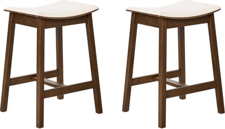 DIXON - Barkruk set van 2 - Donkerbruin/Off-white - Rubberhout