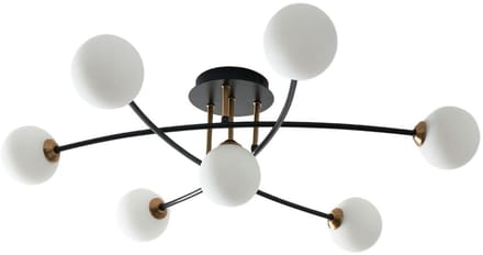 Kosilum - Estrela - Plafondlamp - Zwart, goud en wit - Metaal en glas