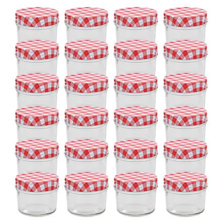 vidaXL - Jampotten - met - wit - met - rode - deksels - 24 - st - 110 - ml - glas