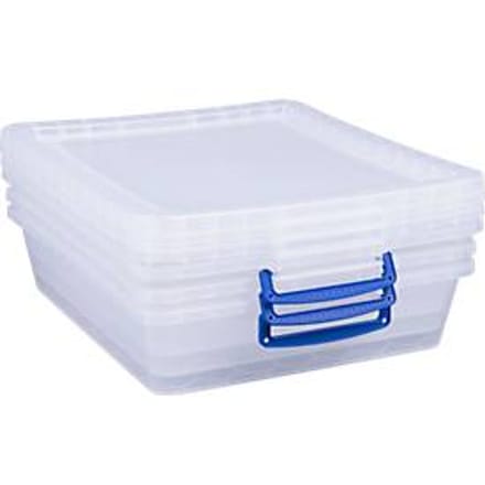 Really Useful Boxes stapelbare opbergboxen, transparant, met deksel, 10,5 l, 3 stuks