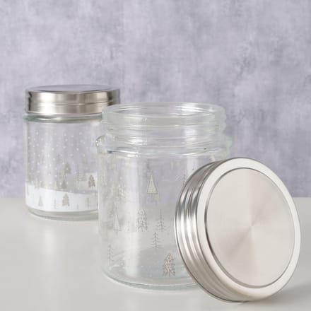 Voorraadpot glas met kerstbomen 625 ml