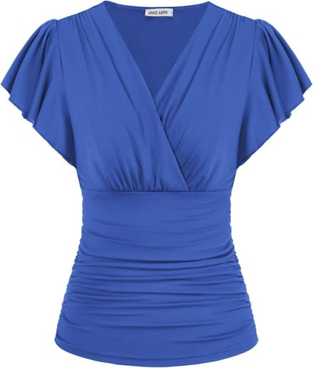 Dames T-shirt met Vleermuismouwen en V-hals in Chiffon