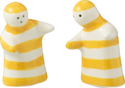 J-Line peper- en zoutmolen set Granada Stripes - keramiek - wit/geel