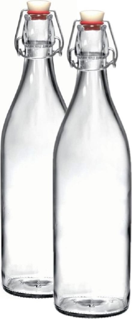 Bormioli Rocco beugelfles / waterfles - 2x - 1000 ml - transparant - weckfles - Karaffen