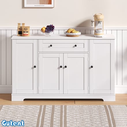 Gutent Dressoir - 138 cm - met laden en verstelbare planken - Kantelbeveiliging - Wit