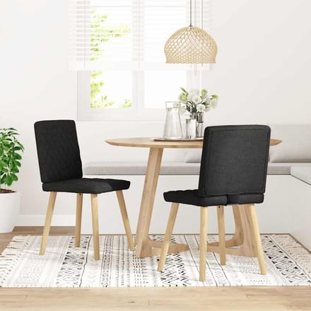 vidaXL - Eetkamerstoelen - 2 - st - stof - zwart