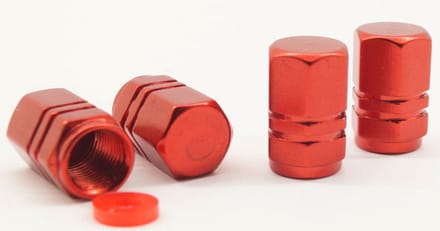 Schrader (auto) ventiel - Rood hexagon met afdichting ventieldop