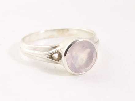 Zilveren ring met rozenkwarts - maat 16