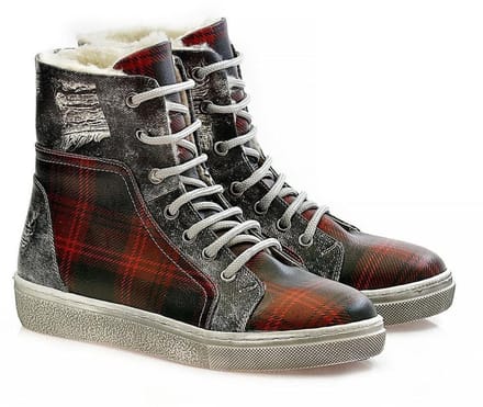 GOBY Tartan Grunge Laarzen – Handmade – Vegan Leer – Dames – Maat 40