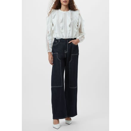 French Connection Annika Lace Frill Top Summer White Taglia: 8 | Maglie a manica lunga Outlet | Donna | Bianco